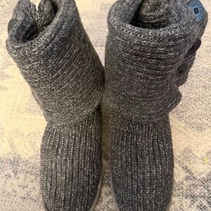 UGG Gray Knit Button Boots